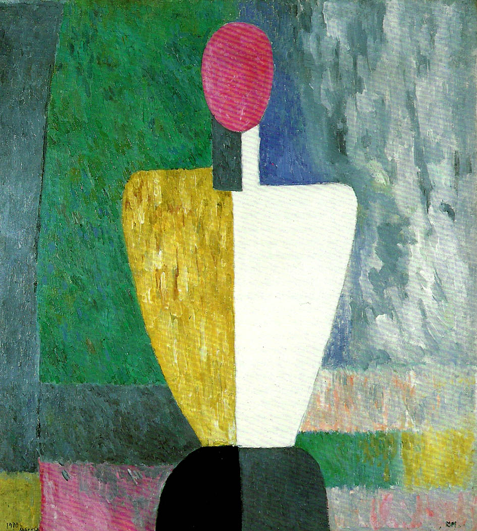 Kazimir Malevich half figure with a  pink face